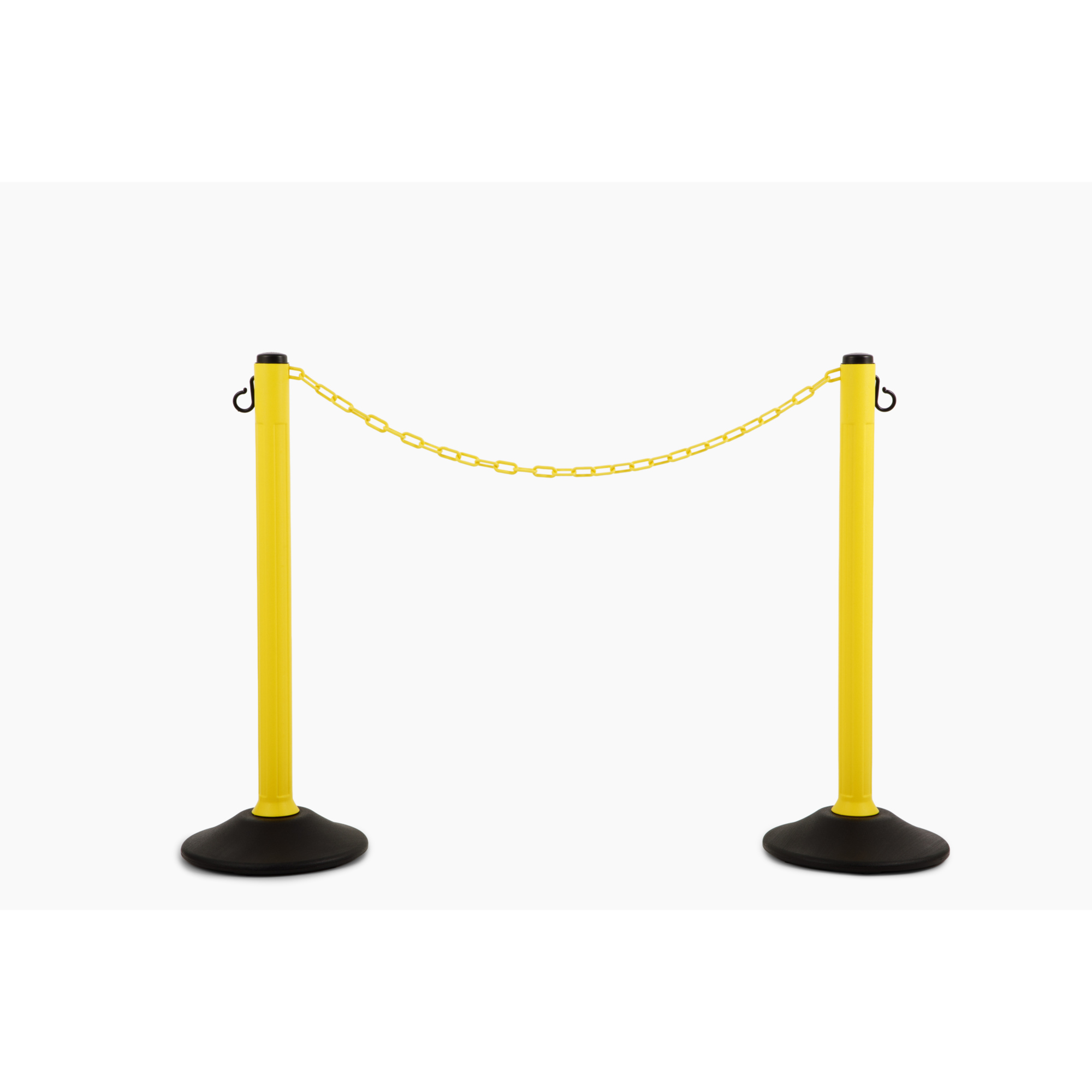 US Weight, Made in the USA, NEW ChainBoss Plastic Stanchions Crowd Control Barriers, Yellow Post, Yellow Chain, 15lb. Weighted Base, 2 pack, Model #U2207YC